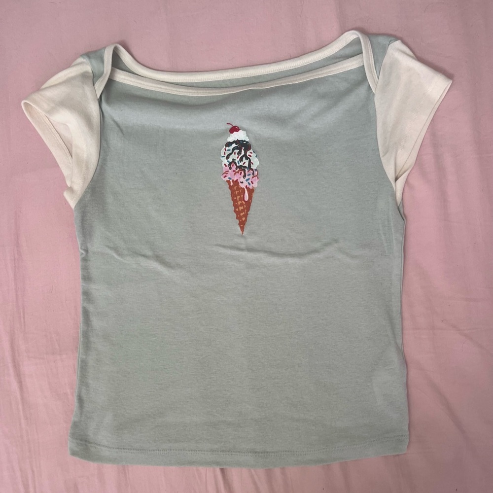 Kimchi Blue Ice Cream Tee - Light Blue and White